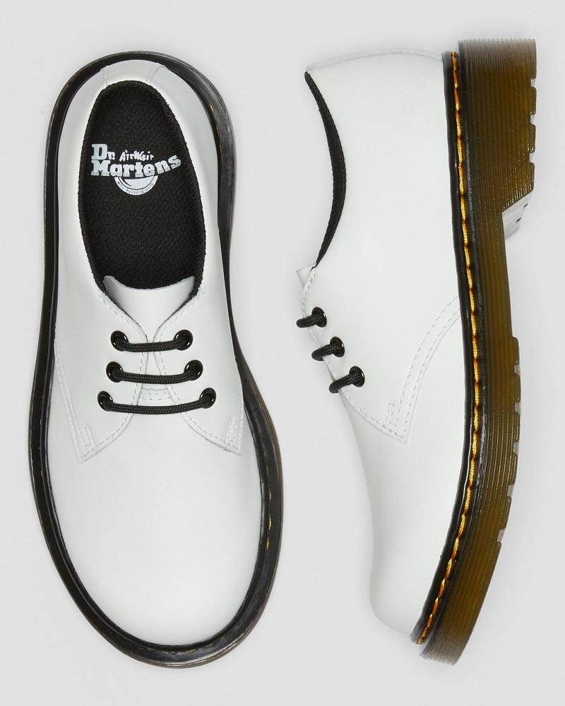 Kids' Dr Martens Junior 1461 Leather Lace Up Shoes White | AU 725HAP